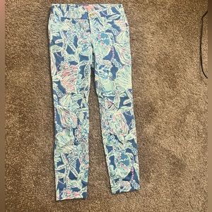 Lilly Pulitzer Kelly Ankle Pants Size 00 Blue and Pink
